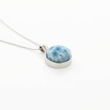 Round Circle Larimar Stone Pendant