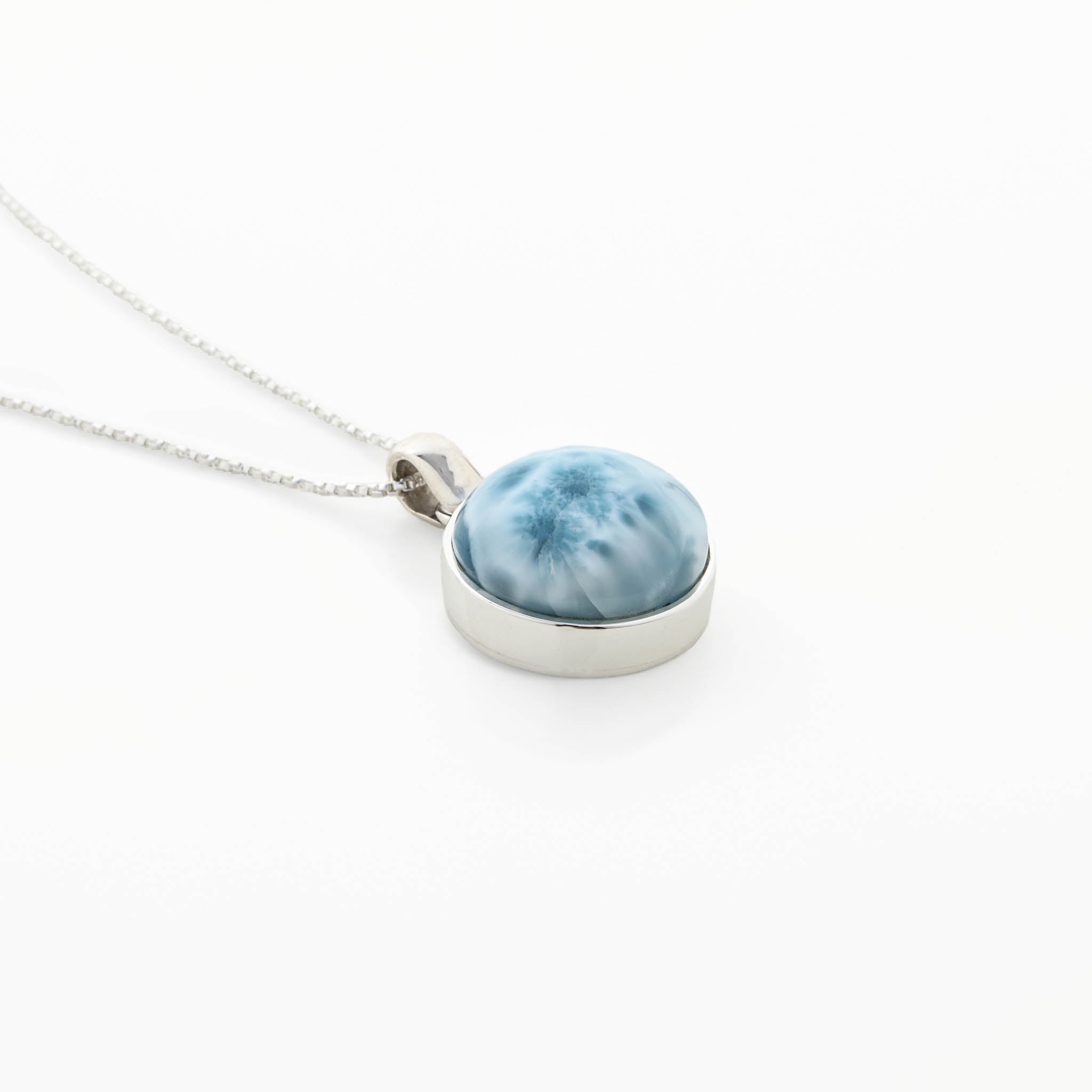 Round Circle Larimar Stone Pendant