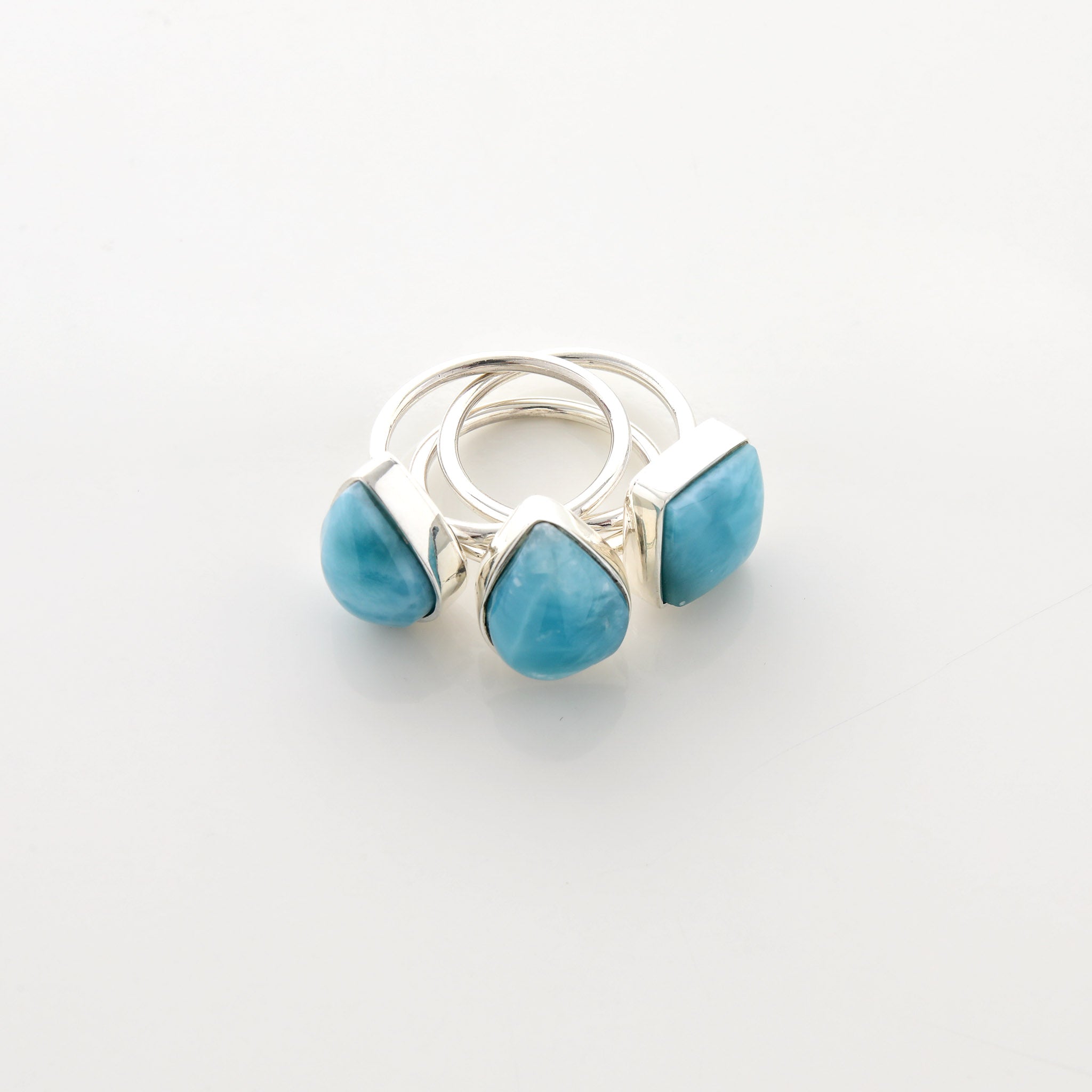 Larimar Stone Ring Trio Tara