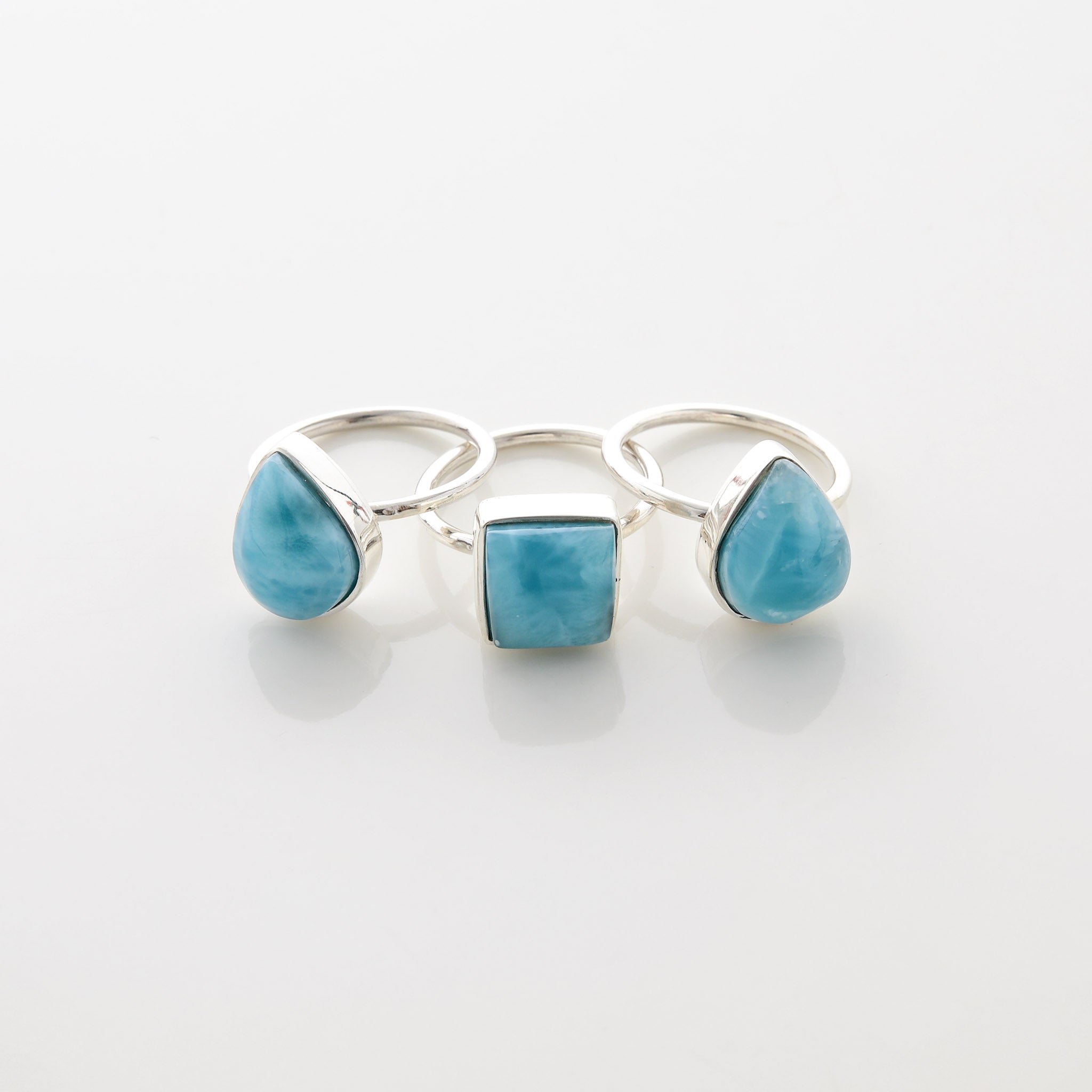 Larimar Stone Ring Trio Tara