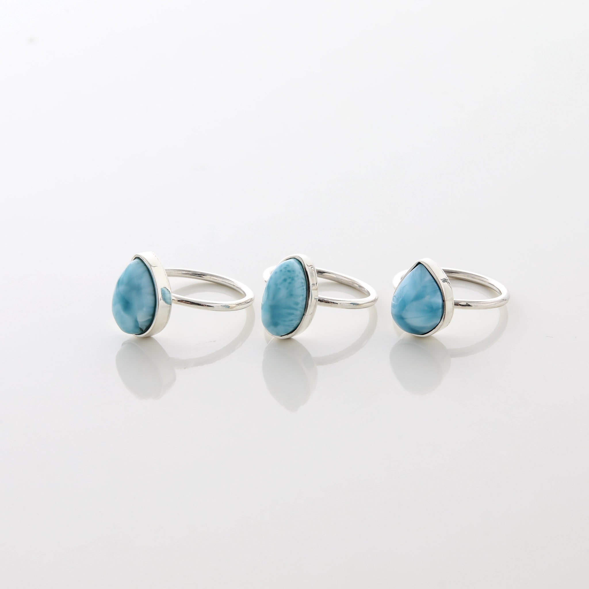  Larimar Stone Ring Trio Talia