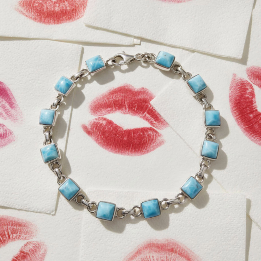 Square Larimar stones bracelet serenade