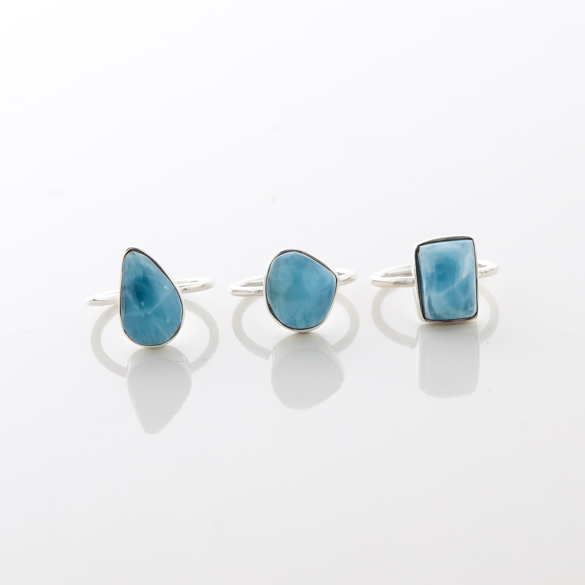 Larimar Stone Ring Trio Tova