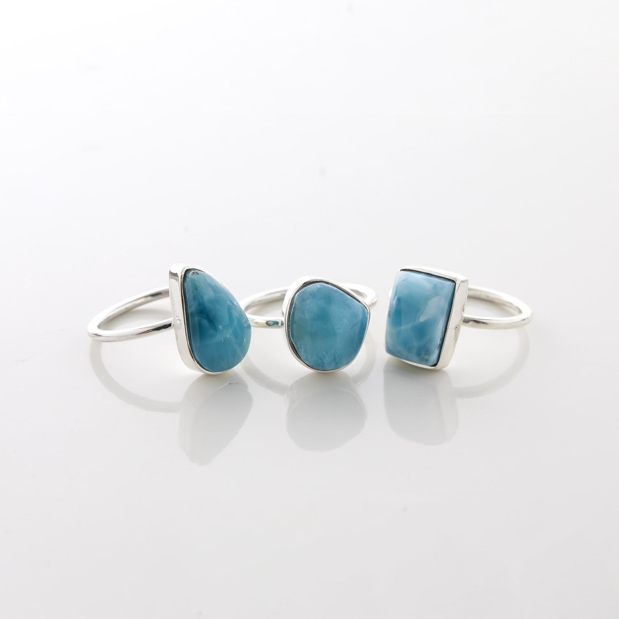 Larimar Stone Ring Trio Tova