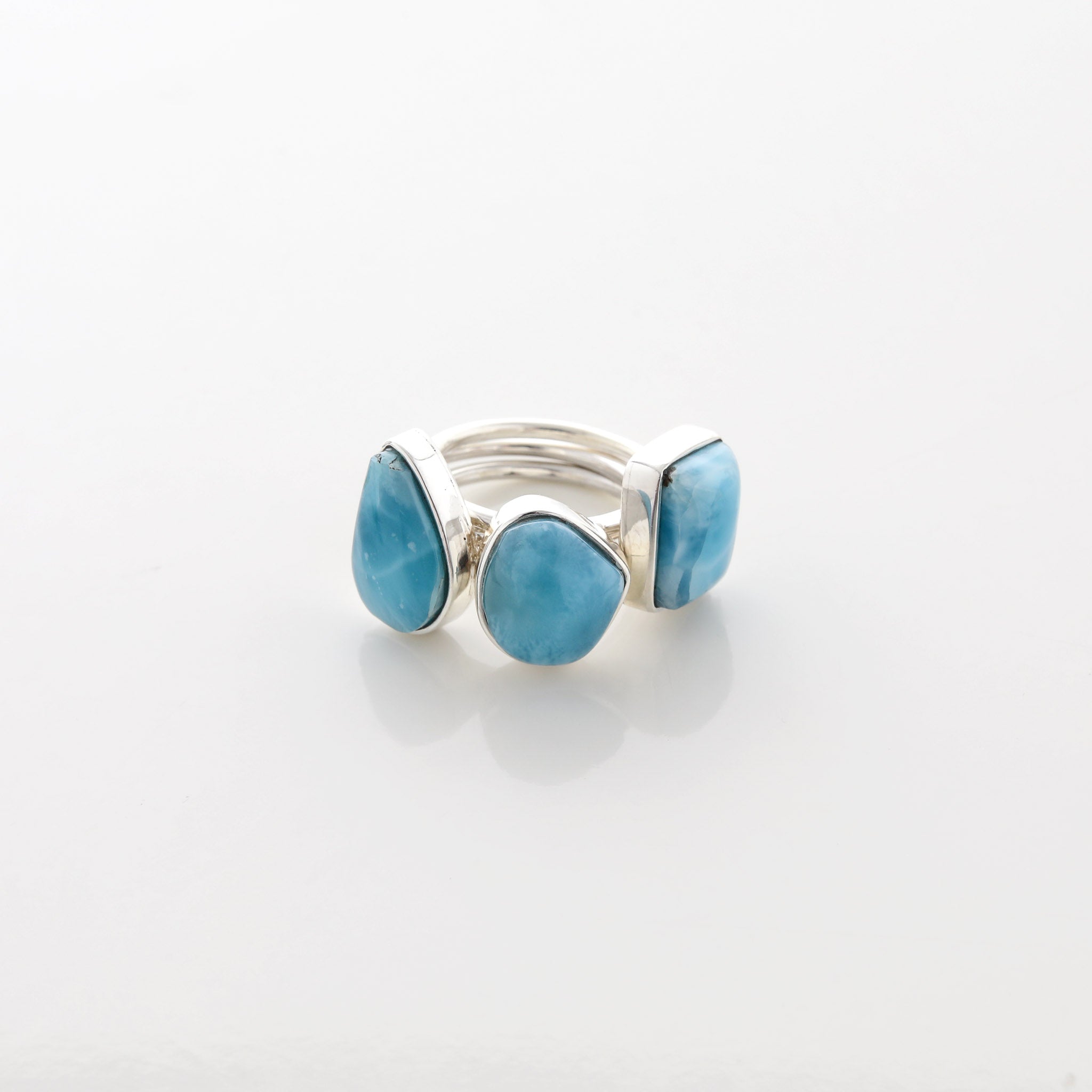 Larimar Stone Ring Trio Tova