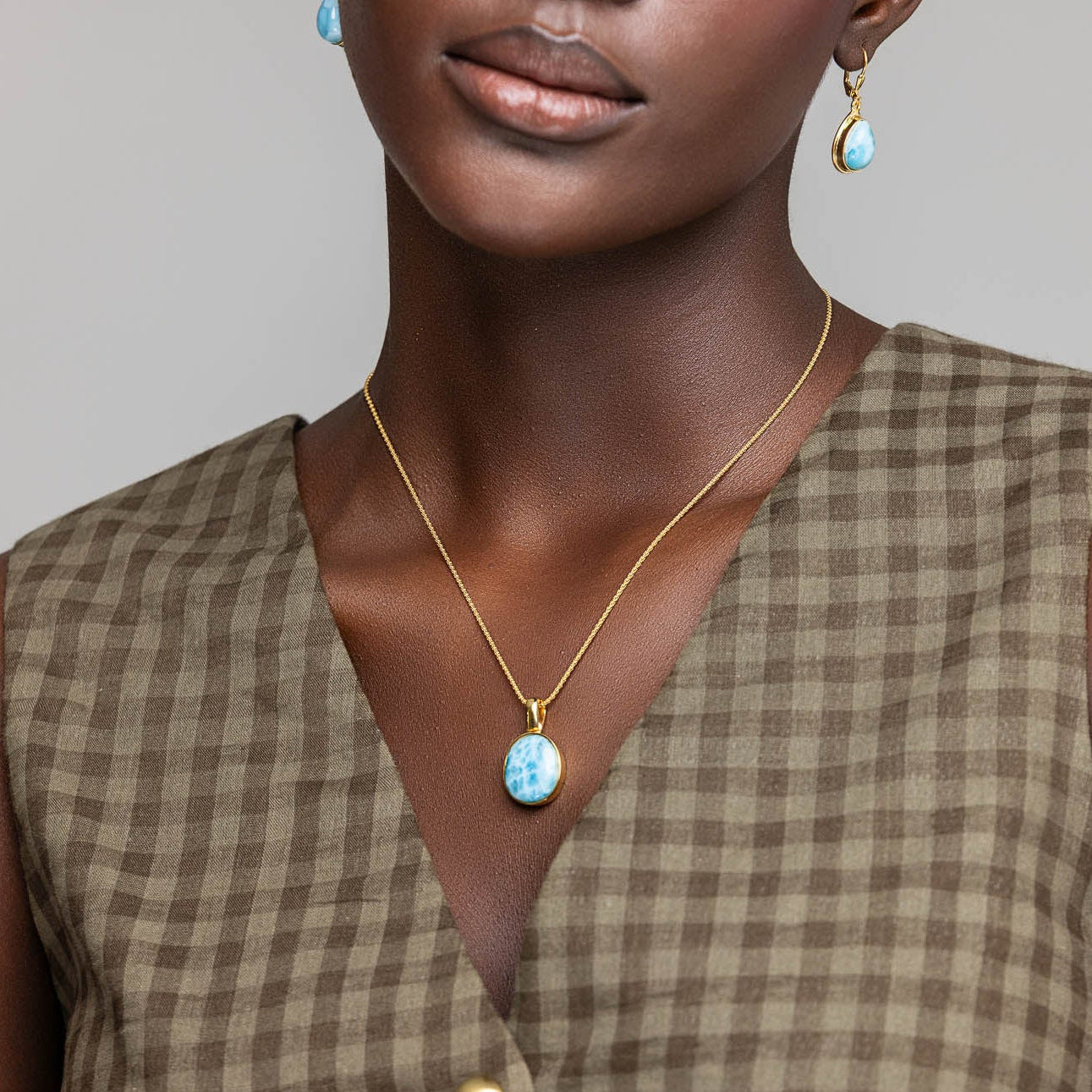 Larimar Gold Vermeil Pendant Ximena