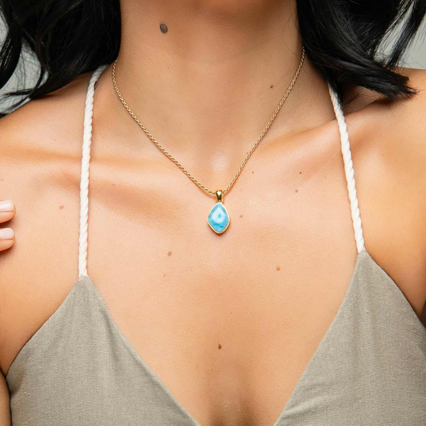 Larimar Gold Vermeil Pendant Kaia