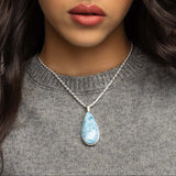 Larimar Stone Silver Pendant Kiki