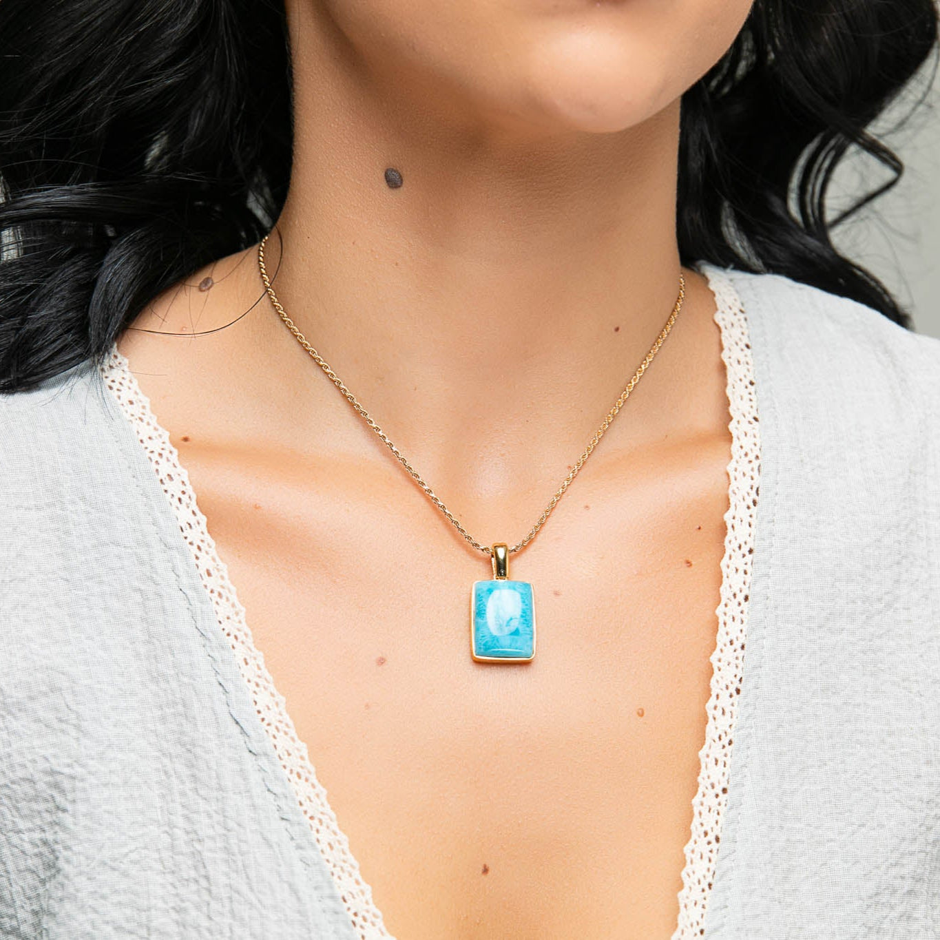 Larimar Gold Vermeil Pendant Odette