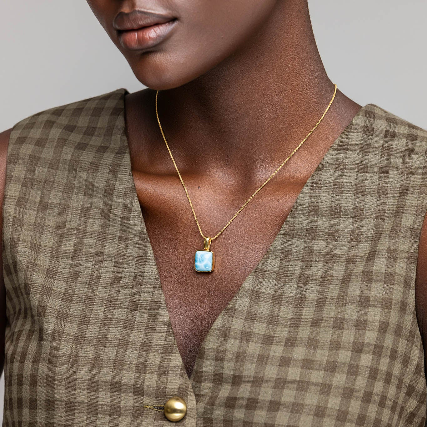 Larimar Gold Vermeil Pendant Xin