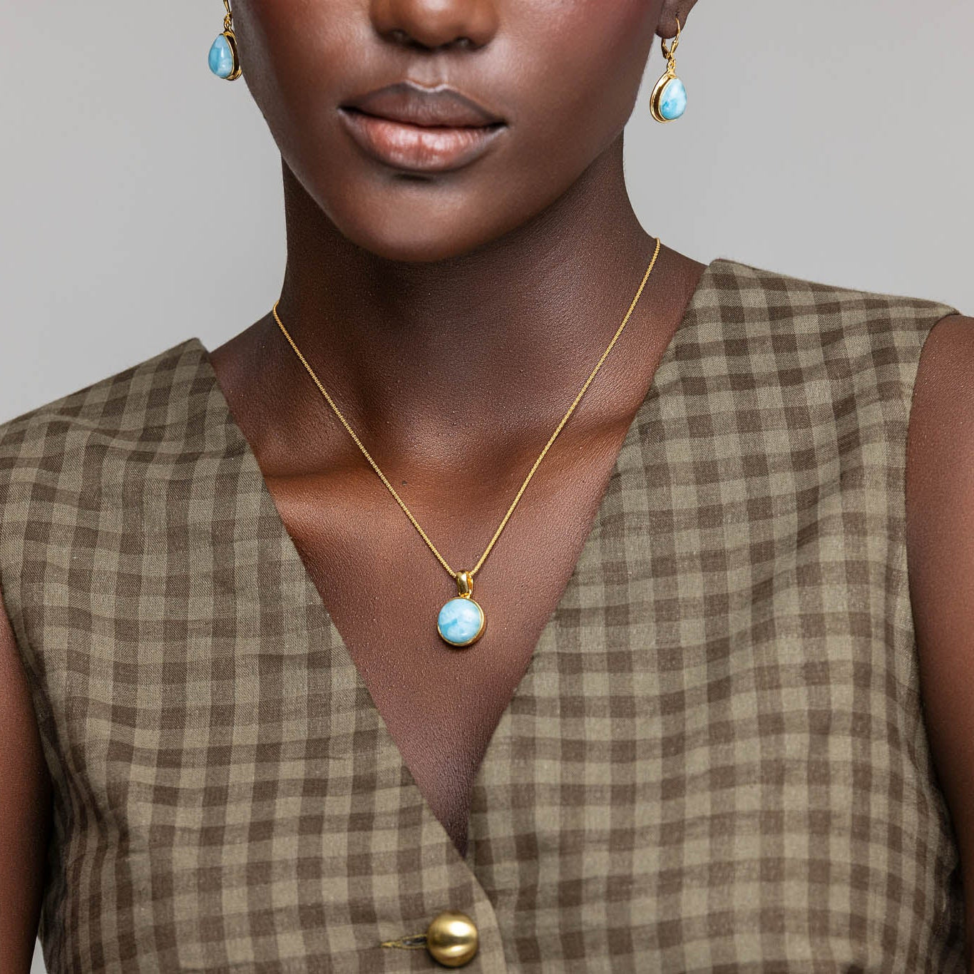 Larimar Gold Vermeil Pendant Xiomara