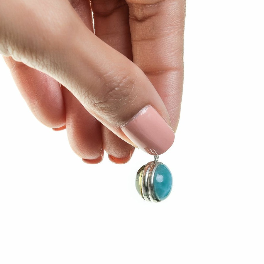 Amber Larimar reversible pendant
