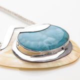Larimar Seashell Pendant Necklace, Secret of the Sea