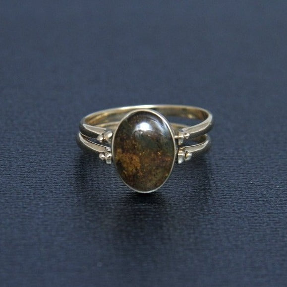 Larimar Amber Reversible Ring, 14K Gold | Larimar Stone Jewelry by