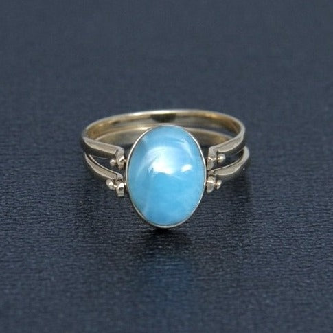 Larimar Amber Reversible Ring, 14K Gold | Larimar Stone Jewelry by