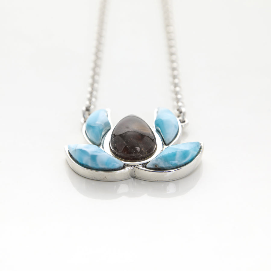 Amber Larimar Pendant Necklace Jaiba