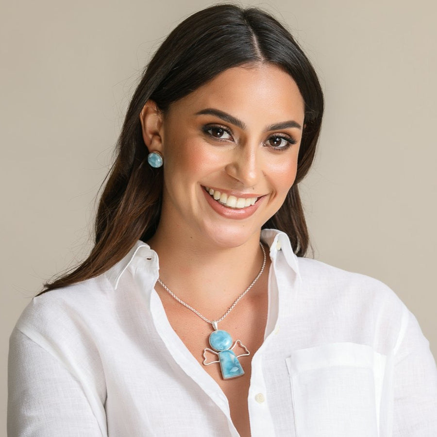 ANGEL LARIMAR PENDANT NECKLACE