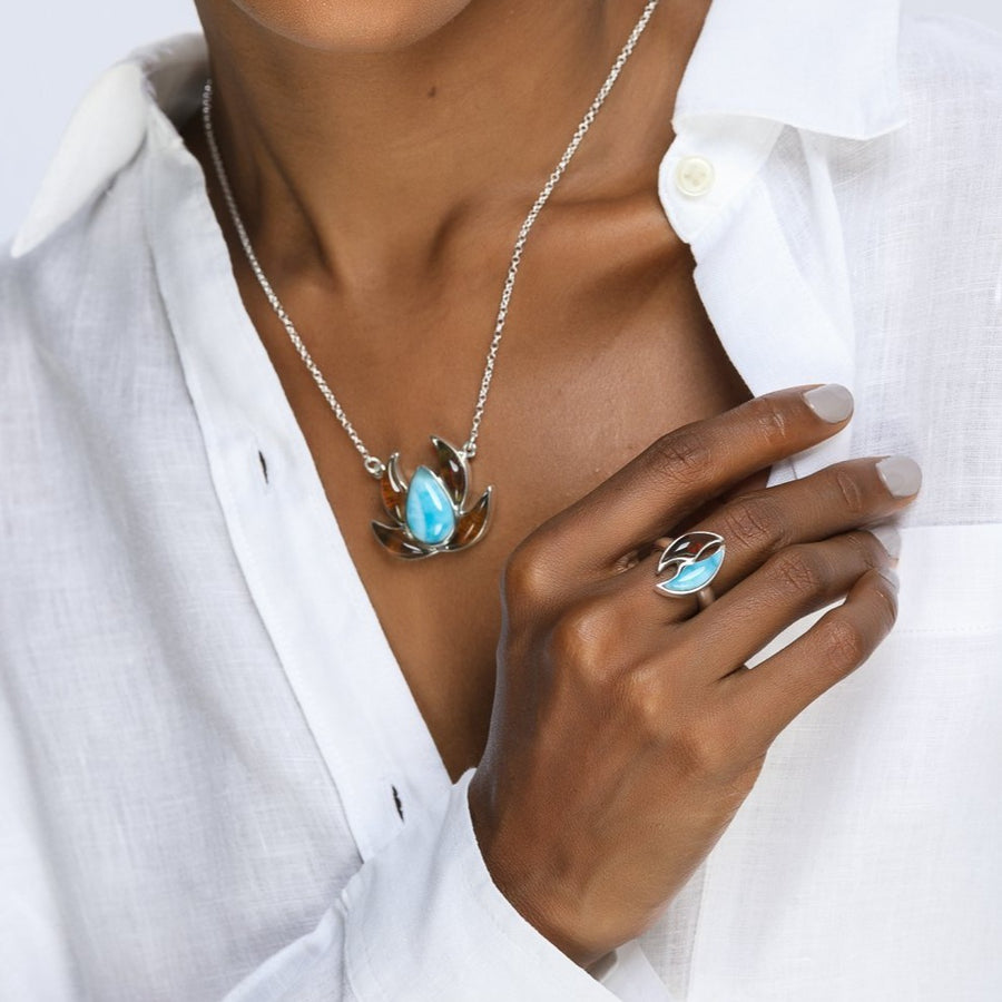 Larimar Amber Necklace Jaiba