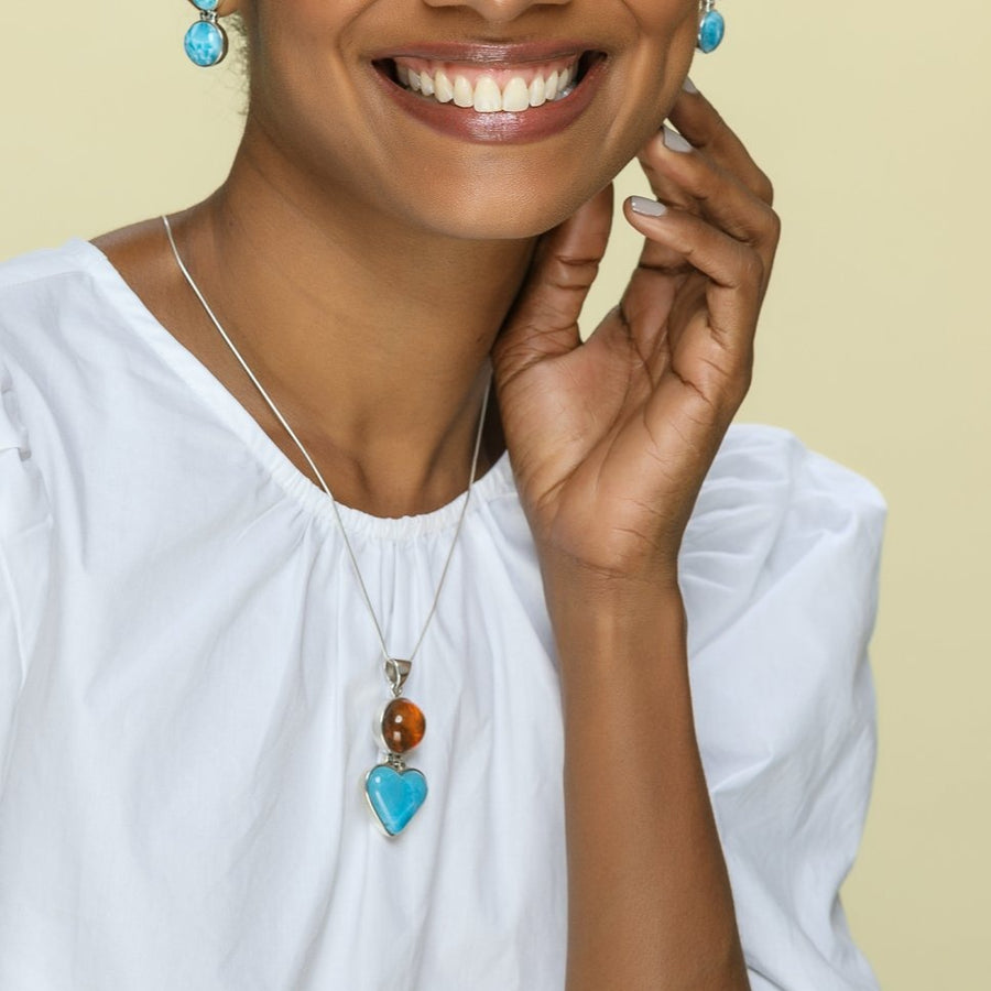Larimar Amber Pendant, Veronica