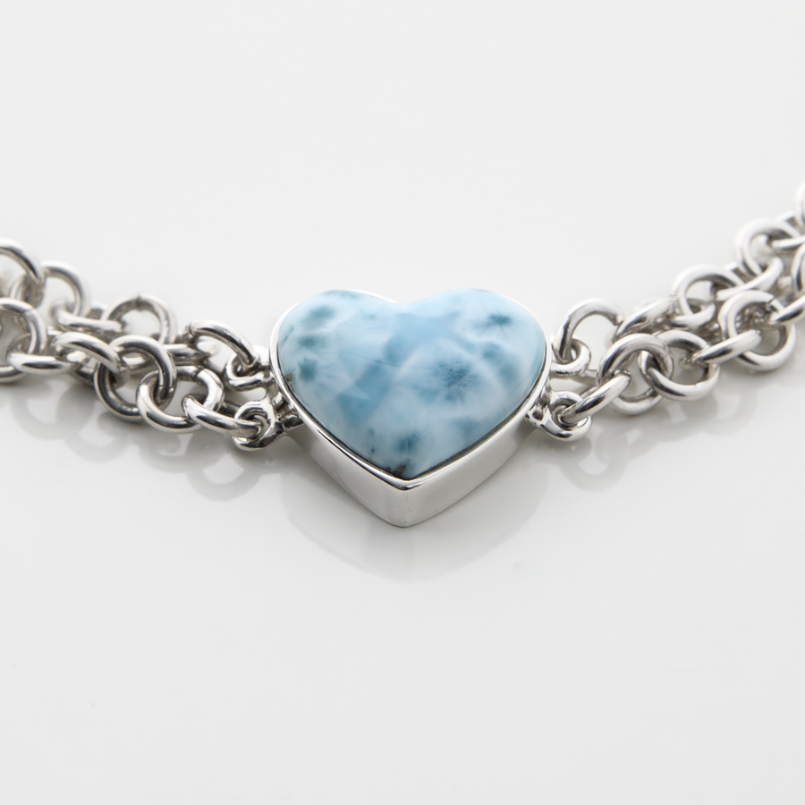 Larimar and Silver Heart Bracelet 