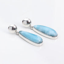 Teardrop Larimar Earrings, Eliza