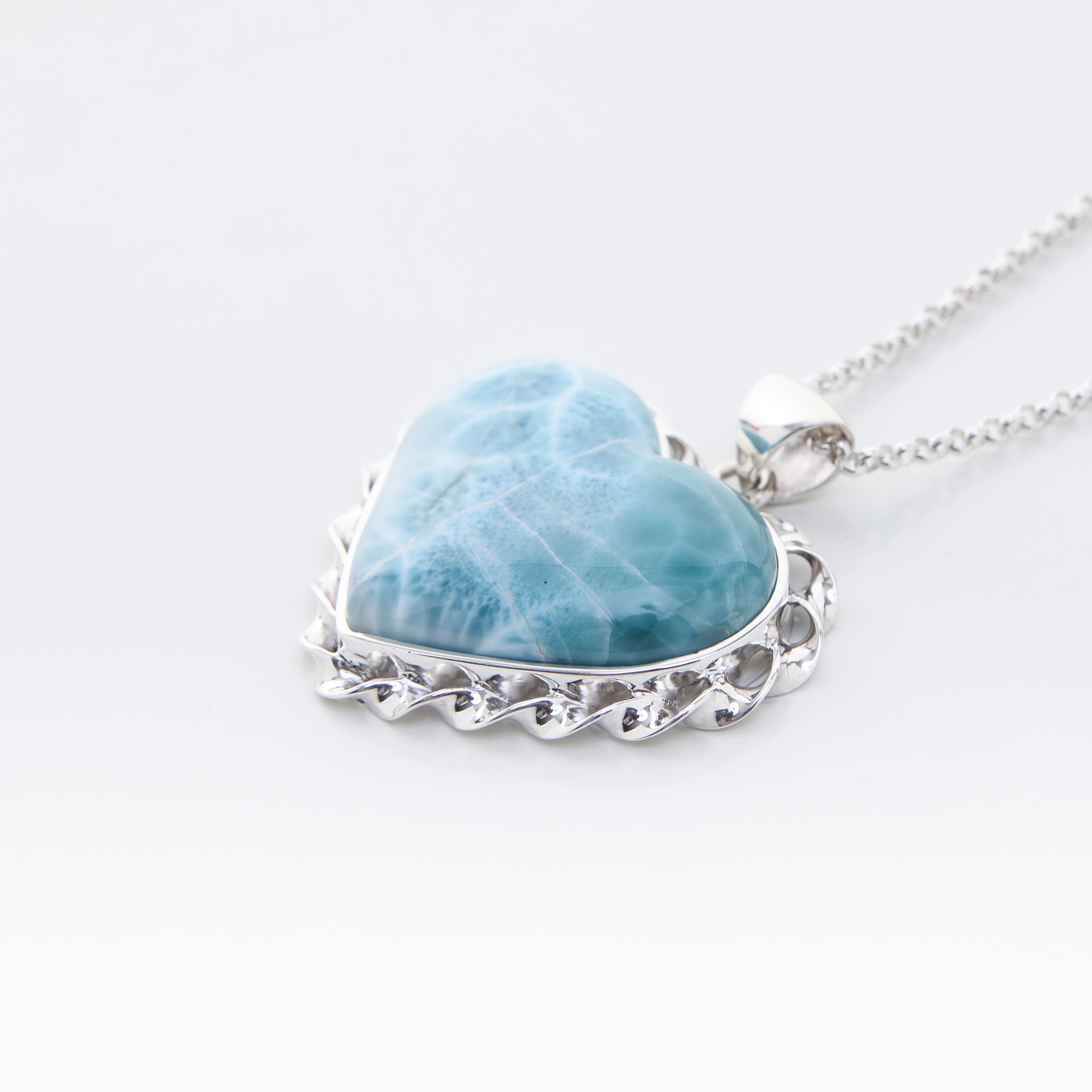 Heart Larimar Pendant Necklace | The Larimar Shop | Silver