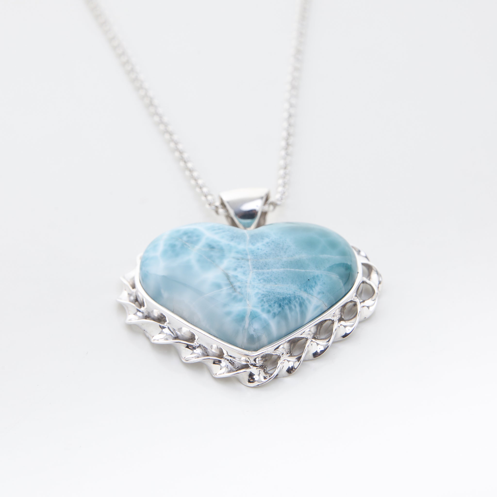 【HYERES LOR】Pebble Heart Silver Material Long Necklace(M) Sterling Silver Pebble Heart Necklace