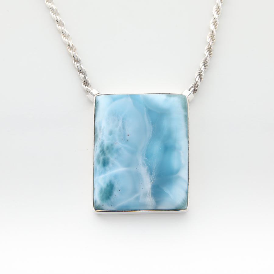 Large Larimar Silver Necklace, Nelly