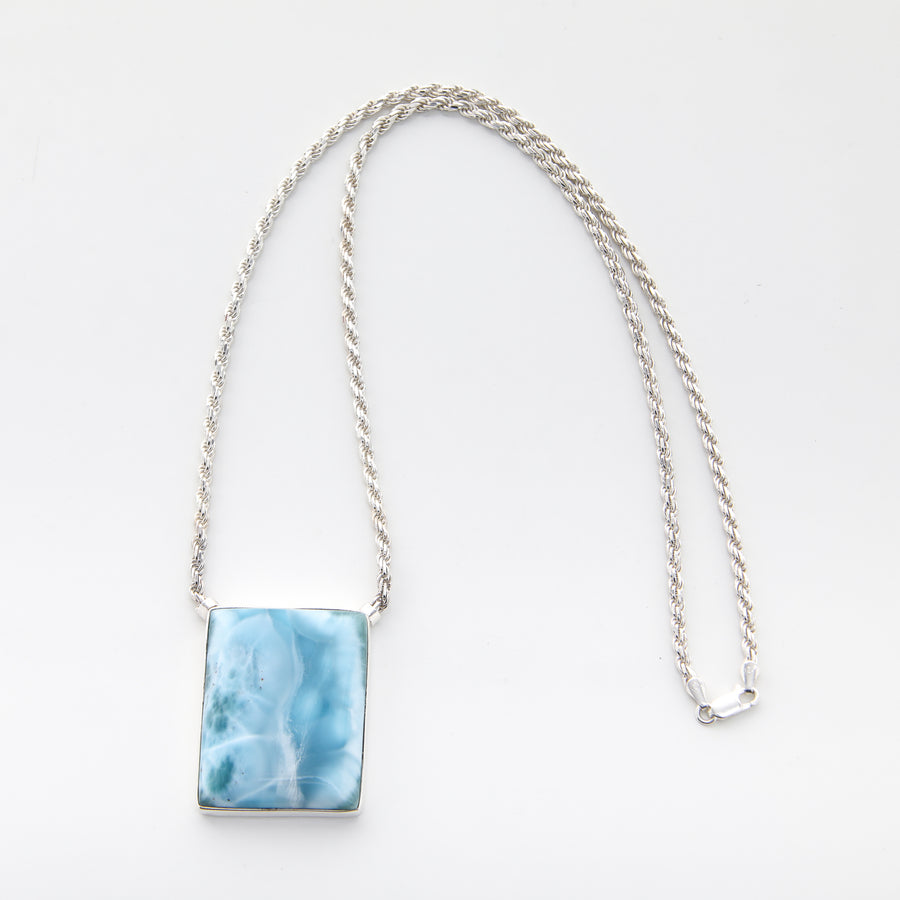 Large Larimar Silver Necklace, Nelly