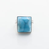Square Larimar stone ring for women