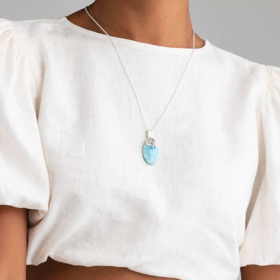Natural Larimar pendant for women