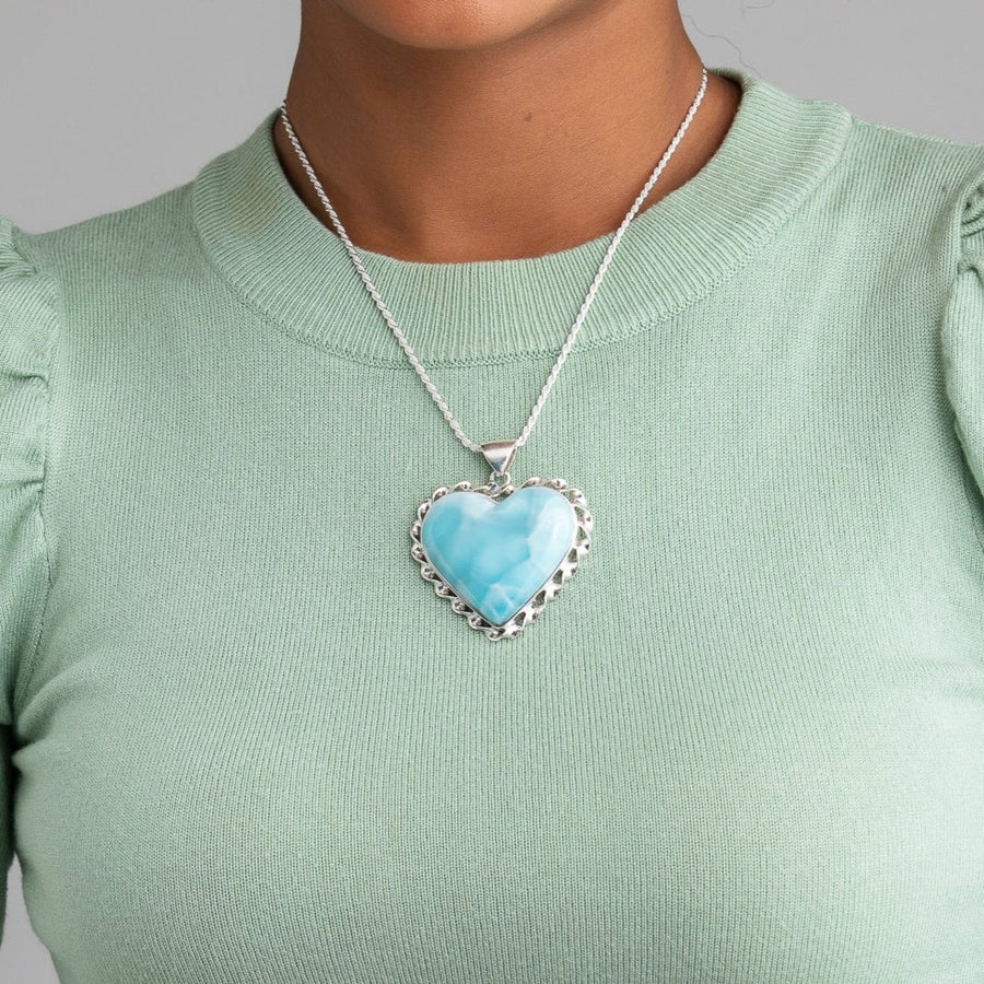 The Larimar Shop Silver Heart Pendant