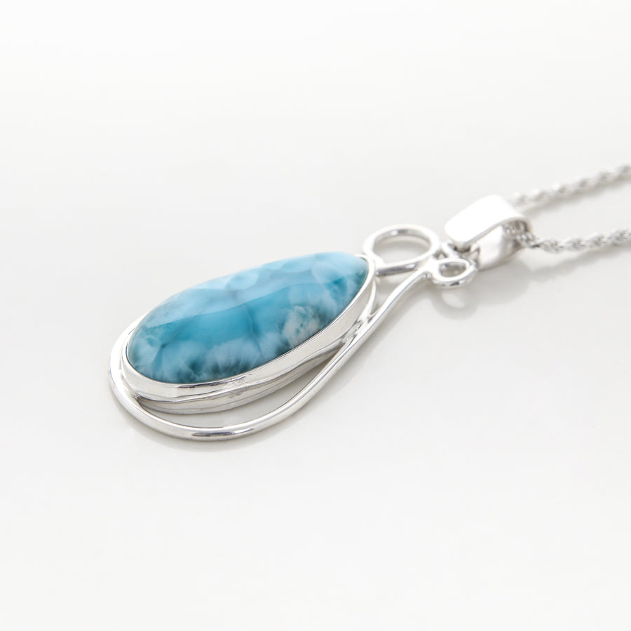 Volcanic blue Larimar Stone Necklace Pendant