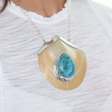 Larimar Seashell Pendant Necklace, Marla