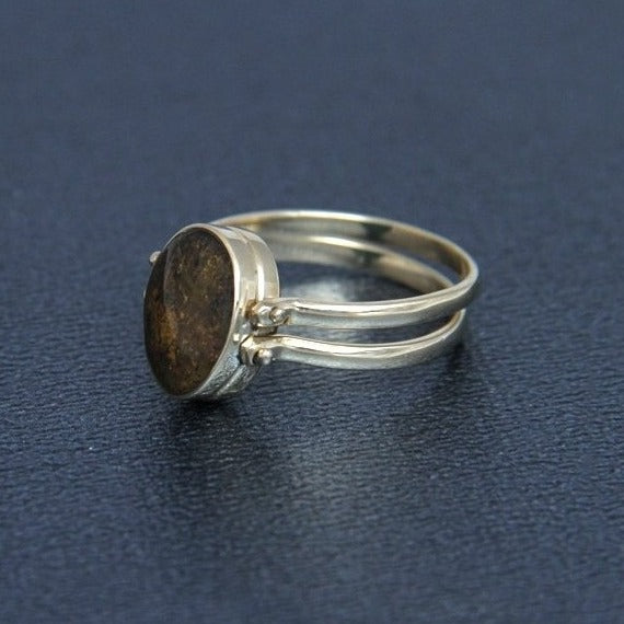Larimar Amber Reversible Ring, 14K Gold