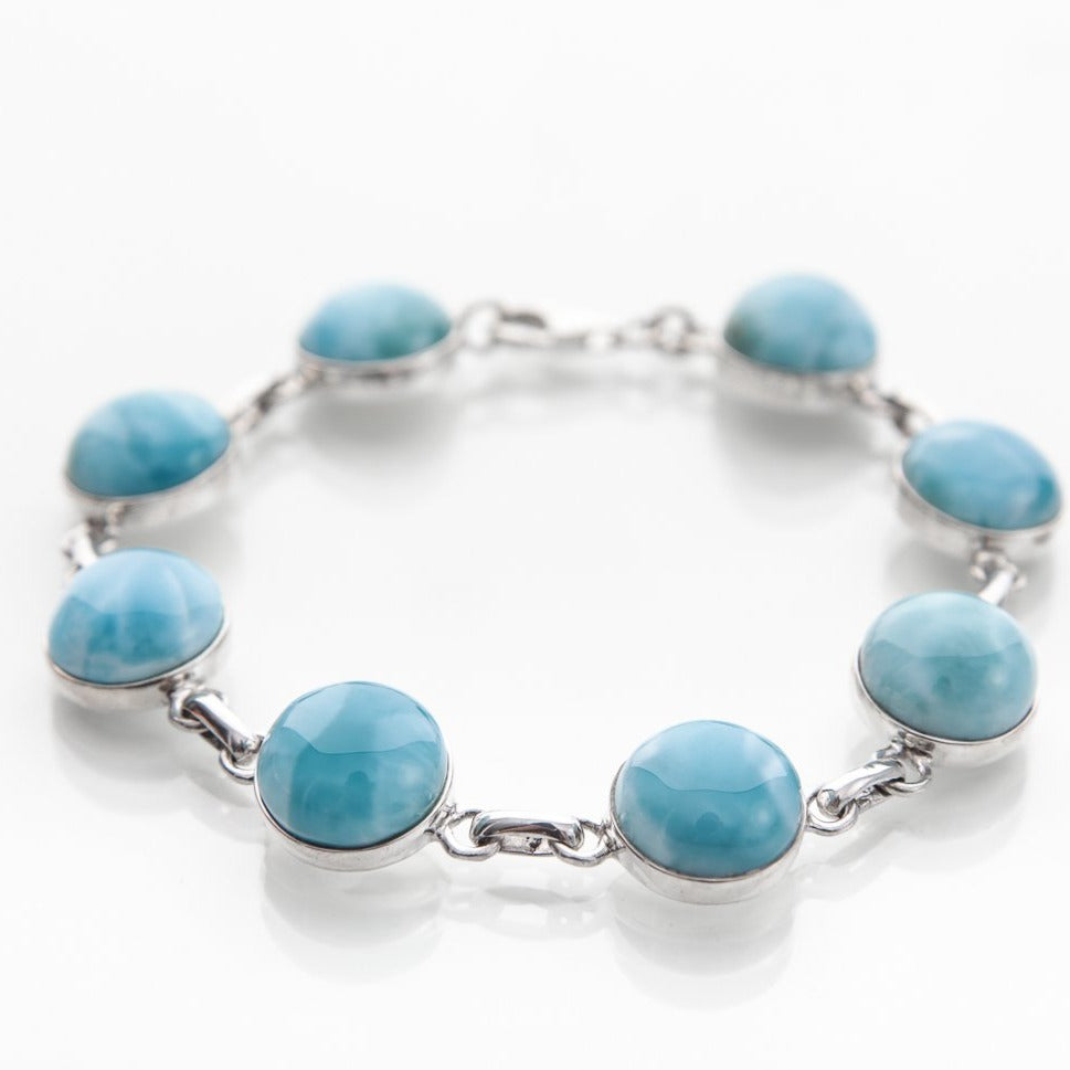 Larimar Bracelet Handmade Bracelet Natural Dominican Blue Larimar Bracelet 7 1/2