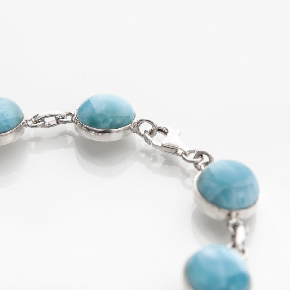 Larimar Gemstone Bracelet, Sterling Silver Adjustable Bolo Bracelet, AAA newest Quality Dominican Republic Larimar Bracelet, Gifts for Her