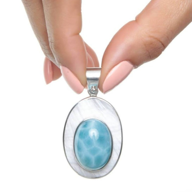 Larimar and Silver Pendant