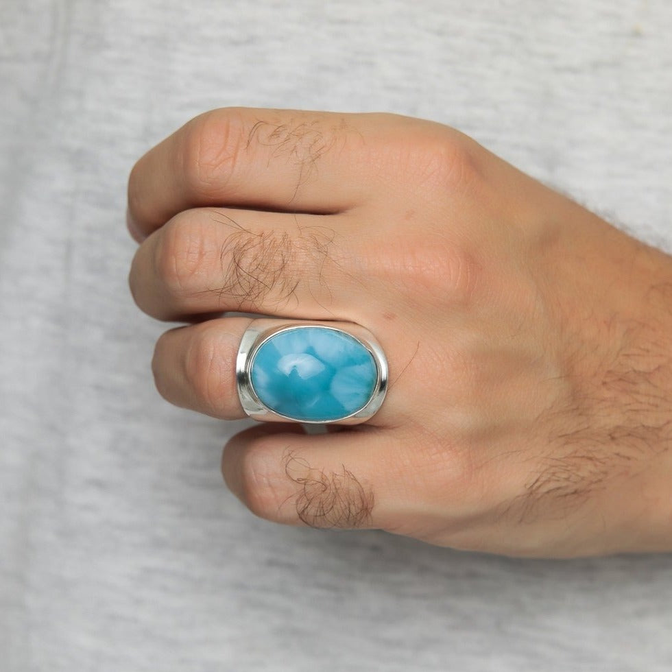 Noble Larimar Ring shops - for men and women - UNIKAT!