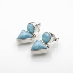 Larimar Double Stone Earrings, Yvette