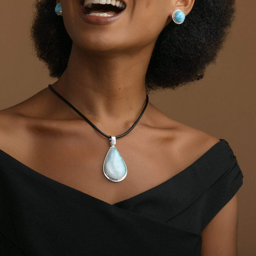 Larimar Heart Pendant, CLOUD XXVII