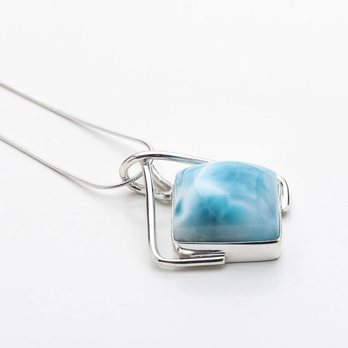 Square Larimar Stone Pendant, Mariel