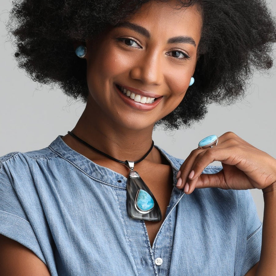 larimar pendant sterling silver