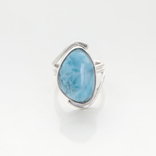 Larimar 925 Silver Plated Ring Fashion Handmade Jewelry US Size 6.5 R-24728