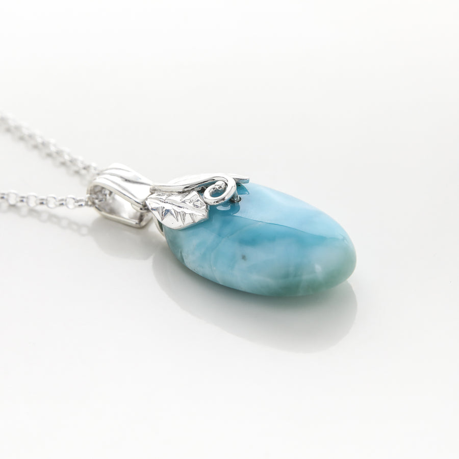 Natural Larimar Stone Necklace Pendant